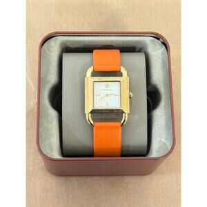 Tory Burch TBW7201 Phipps Orange Leather Gold Case White Dial Watch